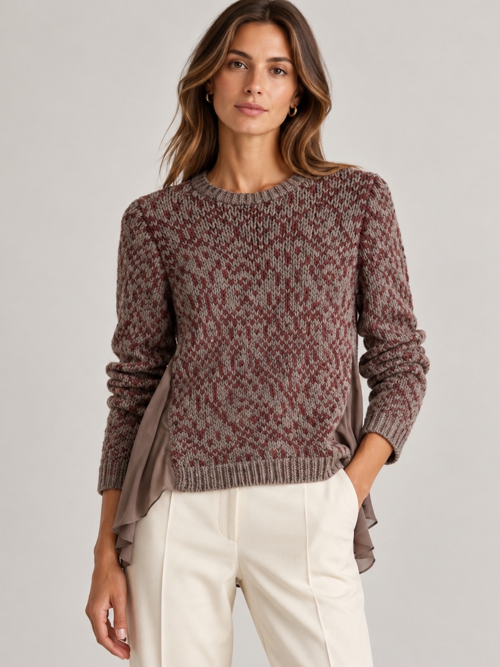 Brunello Cucinelli Cashmere Silk Blend Side Panel Sweater - XS